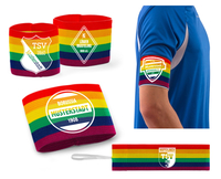 Kapitänsbinde mit Klett (Junior/Senior) Regenbogen - mit Wunschaufdruck