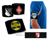 Kapitänsbinde mit Klett (Junior/Senior) Schwarz - mit Wunschaufdruck