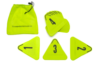 Markierscheiben in Pfeilform,  mit Nummern (Neongelb) - Set (1-12)