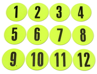 Markierscheiben mit Nummern ø 12, 5 cm (Neongelb) - Set (1-12)