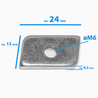 Netzhakenmutterstück Set "M6" für Tornetze - Farbe: Silber