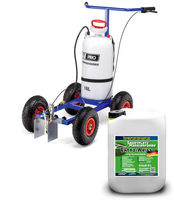 Sprühmarkierwagen (Handpumpe) - mit 16 L Behälter + 1 Kanister Extra-Weiß 14kg (9 Liter)