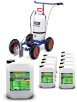 Sprühmarkierwagen (Handpumpe) - mit 16 L Behälter + 10 Kanister Extra-Weiß 14kg (9 Liter)