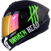 Broken Head Adrenalin Therapy 4X Schwarz-Neon-Grün Glanz + Verspiegeltes Visier