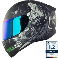 Broken Head Fullgas Viking V2 Pro Integralhelm + Blau Verspiegeltes Visier