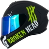 Broken Head Integralhelm Adrenalin Therapy 4X Schwarz-Weiß + Grün Verspiegelt...