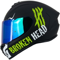 Broken Head Integralhelm Adrenalin Therapy 4X Schwarz-Weiß + grün verspiegelt...