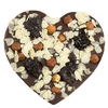 ChocoHerz mit Pflaumen,  Mandelblättern,  Haselnüsse