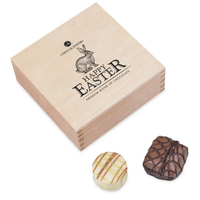 Easter Premiere Quadro - Pralinen - 4 Pralinen im Holzkästchen,  Ostern Schokolade,  Ostergeschenk