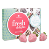 Frische Erdbeeren in Ruby Schokolade