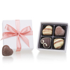 Pastel Quadro - 4 herzförmige Pralinen als Gastgeschenk