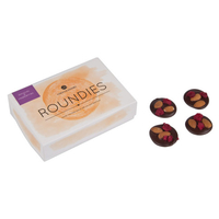 ROUNDIES Mandeln & Himbeere - 15 Zartbitter-Schokotaler mit Dekoration
