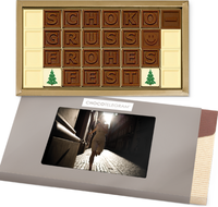 SCHOKO-GRUSS FROHES FEST - Weihnachtsbotschaft aus Schokolade mit Foto