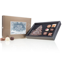 Xmas ChocoPostcard Midi Gold - Schokoladentafel & 6 Pralinen in personalisierbarer Schachtel