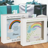 3D-Bilderrahmen zur Konfirmation - Regenbogen mit Personalisierung