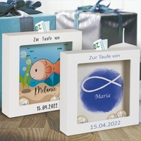 3D-Bilderrahmen zur Taufe - Fisch mit Personalisierung
