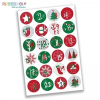 Adventskalender - Klassische Aufkleber Rot-Grün
