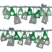 Adventskalender zum Befüllen - Grau-Grüne Säckchen