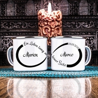 Emaille Tasse - Unendlichkeit mit Personalisierung