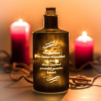 Flasche mit LED und Wunschtext