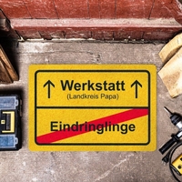 Fußmatte - Ortsschild - Papas Werkstatt