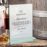 Glaspokal - Bester Nachbar mit Gravur