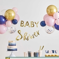 Goldener Babyparty Banner und Luftballon-Set