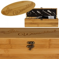 Gravierte Bambus-Geschenkbox für eine Weinflasche