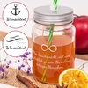 Henkelglas mit Trinkhalm und Wunschtext