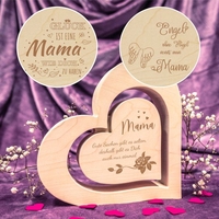 Holz-Herz im Herz - Mama