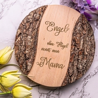 Holz-Scheibe mit Rinde - Engel ohne Flügel