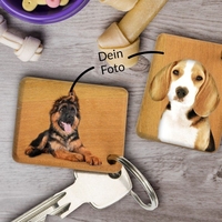 Holz Schlüsselanhänger Hund mit Foto