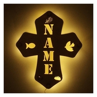Holzlampe - Kreuz mit Name