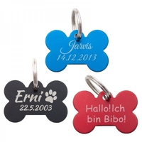 Hundeplakette - Knochen mit Gravur