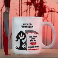 Kaffeetasse mit Personalisierung - Kaffee statt Mord