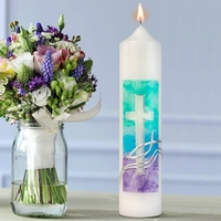 Kerze Christusfisch mit Kreuz