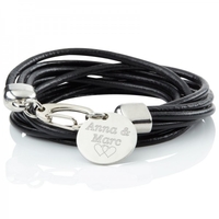 Lederarmband - schwarz - mit Gravur