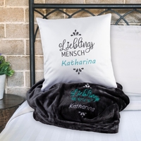 Lieblingsmensch Geschenkset mit Decke und Kissen