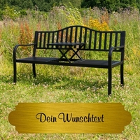Metallbank mit Klapptisch und Personalisierung