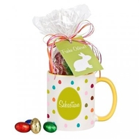 Personalisierte Tasse - Frohe Ostern mit Schokolade