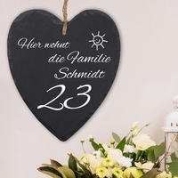 Personalisiertes Schieferherz mit Familiennamen
