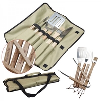 Premium Grillbesteck - 5-teilig mit Gravur