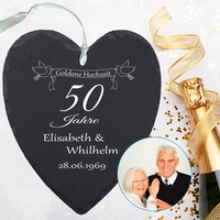 Schieferherz - Goldene Hochzeit mit Personalisierung