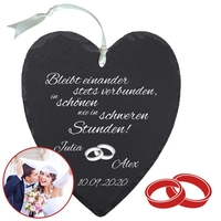 Schieferherz zur Hochzeit mit Personalisierung