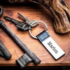 Schlüsselanhänger - Leder mit Gravurplakette und Wunschnamen