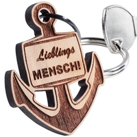 Schlüsselanhänger aus Holz mit Gravur - Anker