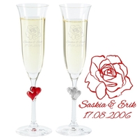 Sektglas Set - Rosenhochzeit