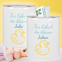 Spardose zur Geburt - Ente