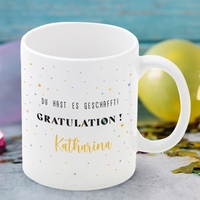 Tasse Gratulation - Mit Namen und Wunschtext