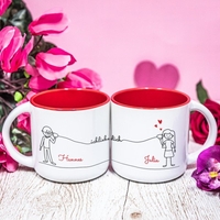 Tasse mit Comicfiguren für Paare - Ich liebe Dich
